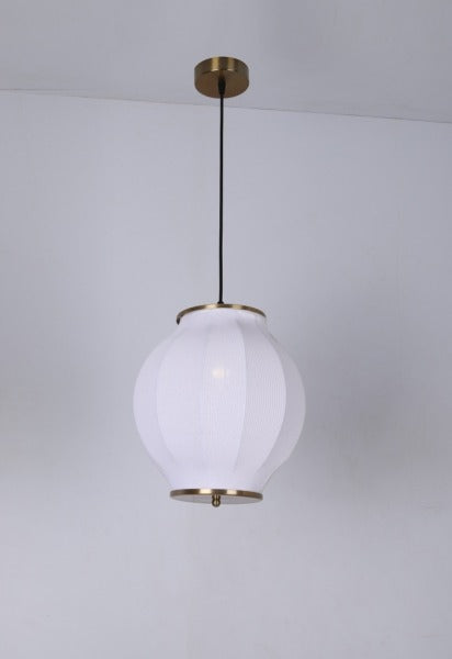 JS-GL-10085-1 - Antique Brass Metal & Fabric Cloth Shade Hanging Light