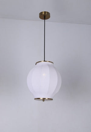 JS-GL-10085-1 - Antique Brass Metal & Fabric Cloth Shade Hanging Light