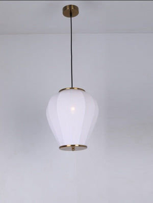 JS-GL-10086-1 - Antique Brass Metal & Fabric Cloth Shade Hanging Light