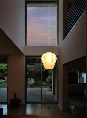 JS-GL-10086-1 - Antique Brass Metal & Fabric Cloth Shade Hanging Light