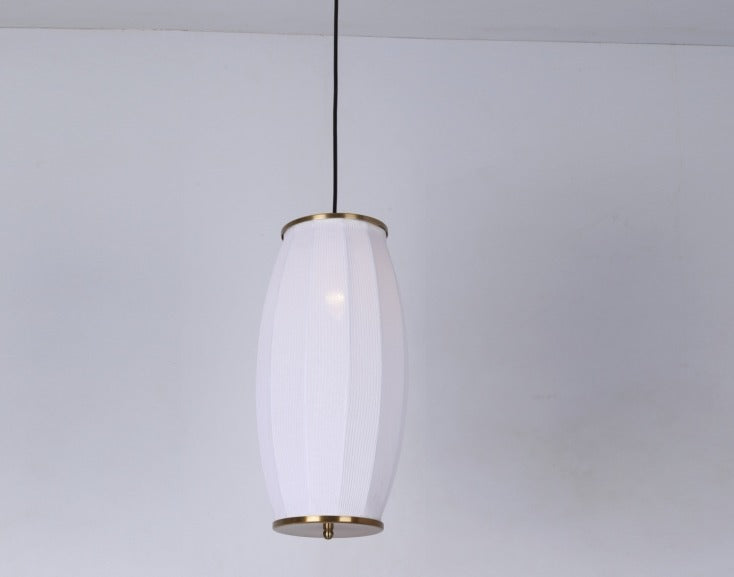 JS-GL-10087-1 - Antique Brass Metal & Fabric Cloth Shade Hanging Light