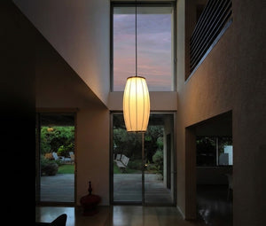 JS-GL-10087-1 - Antique Brass Metal & Fabric Cloth Shade Hanging Light