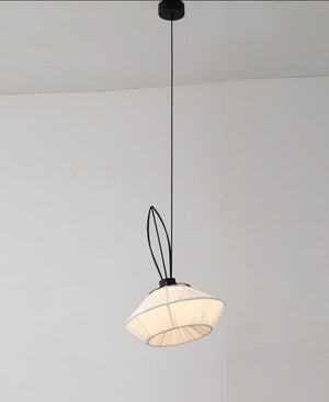 JS-GL-10089-IVR - Black Metal & Fabric Cloth Shade Hanging Light