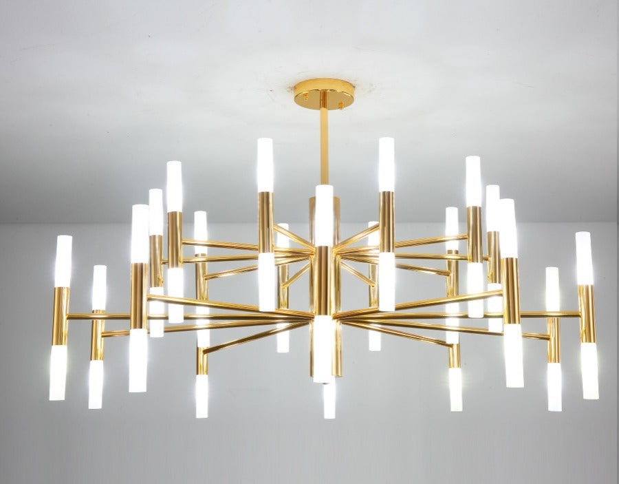 JS-GL-1030-40 - Gold Metal & Acrylic Led Chandelier