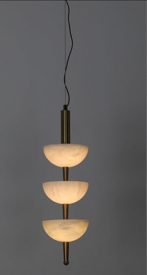 JS-GL-10687-3 - Antique Brass Metal & Onyx Marble Hanging Light