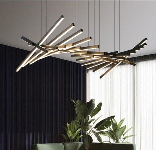 JS-GL-1163-1500 - Black Metal & Acrylic Rectangular Hanging Light