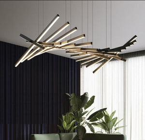 JS-GL-1163-1500 - Black Metal & Acrylic Rectangular Hanging Light