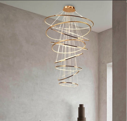 JS-GL-1163-9CP - COPPER METAL & ACRYLIC Cluster Hanging Light