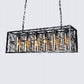 JS-GL-12239-6 - BLACK METAL & AMBER GLASS Rectangular Chandelier