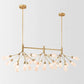 JS-GL-1254-27 - Antique Brass Metal & Amber Glass Modern Chandelier