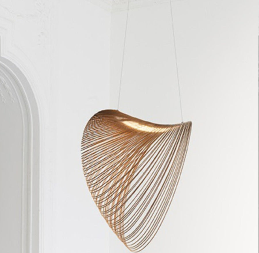 JS-GL-1411 - White Metal & Wood & Acrylic Brass Hanging Light