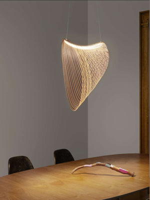 JS-GL-1411 - White Metal & Wood & Acrylic Brass Hanging Light