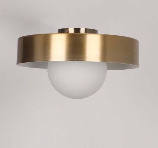 JS-GL-1422-C - Antique Brass & White Metal Led Ceiling Light