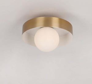 JS-GL-1422-C - Antique Brass & White Metal Led Ceiling Light