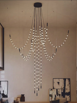 JS-GL-1559-24 - Black Metal & Acrylic Double Height Chandelier