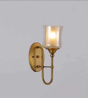 JS-GL-19083-1W - Antique Brass Metal & Glass Modern Wall Light