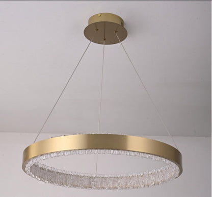 JS-GL-20016-60 - Antique Brass Metal & Acrylic Crystal Hanging Light