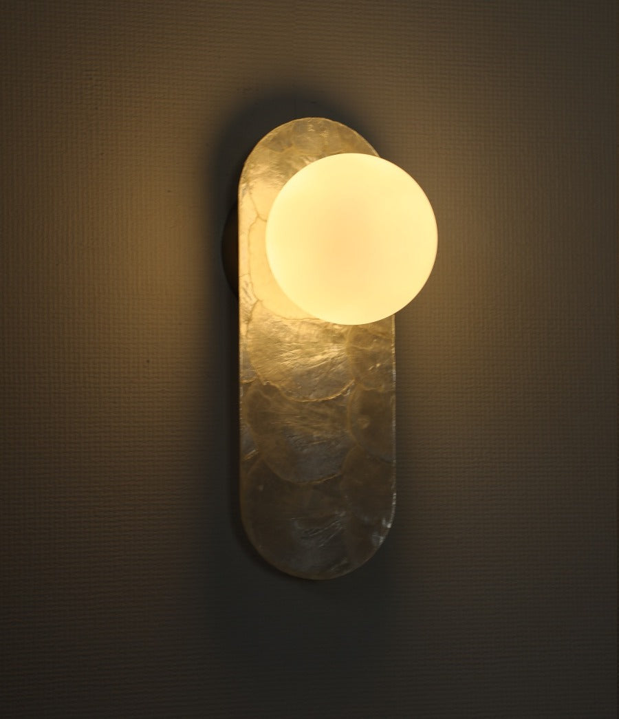 JS-GL-2004-W - Black Metal & Shell Modern Wall Light