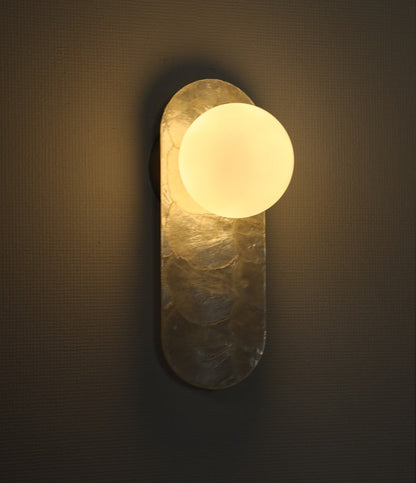 JS-GL-2004-W - Black Metal & Shell Modern Wall Light