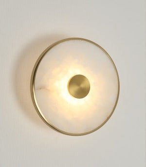 JS-GL-200A - Antique Brass Metal & Onxy Marble Wall Light