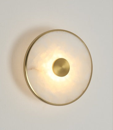 JS-GL-200A - Antique Brass Metal & Onxy Marble Wall Light