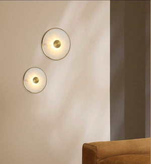 JS-GL-200A - Antique Brass Metal & Onxy Marble Wall Light