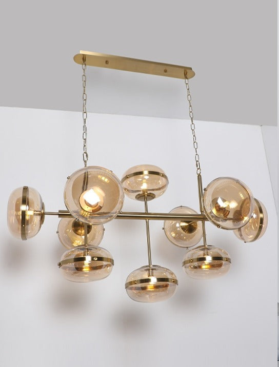 JS-GL-201238-10 - Antique Brass Metal & Glass Modern Chandelier