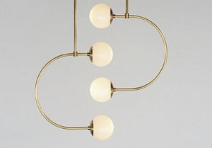JS-GL-2022-4 - Antique Brass Metal Glass Ball Pendant Light