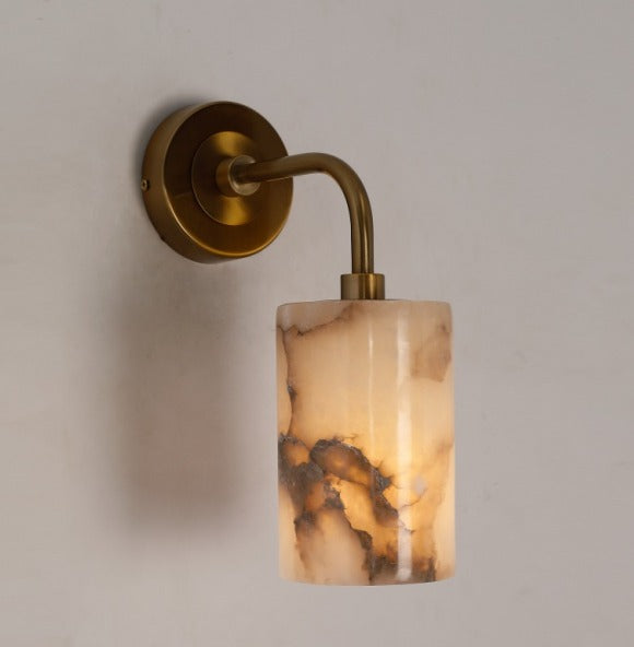 JS-GL-20226-W - Antique Brass Metal & Onyx Marble Wall Light