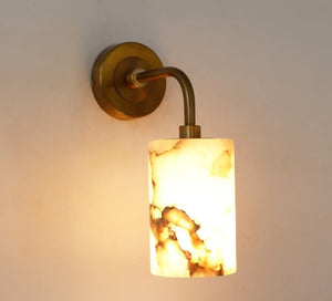 JS-GL-20226-W - Antique Brass Metal & Onyx Marble Wall Light