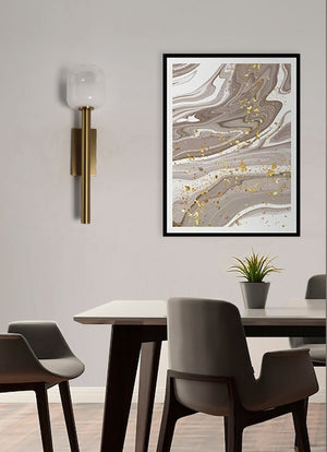 JS-GL-2025-WH - Antique Brass Metal & Glass Modern Wall Light