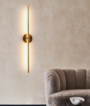 JS-GL-20252-900 BR - Antique Brass Brown Marble & Metal & Acrylic Modern Wall Light