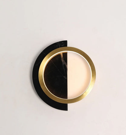JS-GL-20255-BK - Antique Brass Metal & Black Marble & Acrylic Modern Wall Light