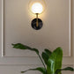 JS-GL-20256-BK - Antique Brass Metal & Glass Marble Wall Light