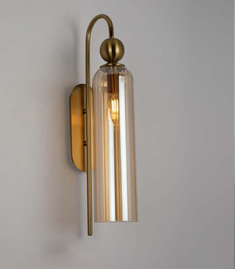 JS-GL-20482-W - Antique Brass Metal & Glass Modern Wall Light
