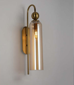 JS-GL-20482-W - Antique Brass Metal & Glass Modern Wall Light