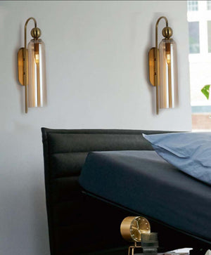 JS-GL-20482-W - Antique Brass Metal & Glass Modern Wall Light