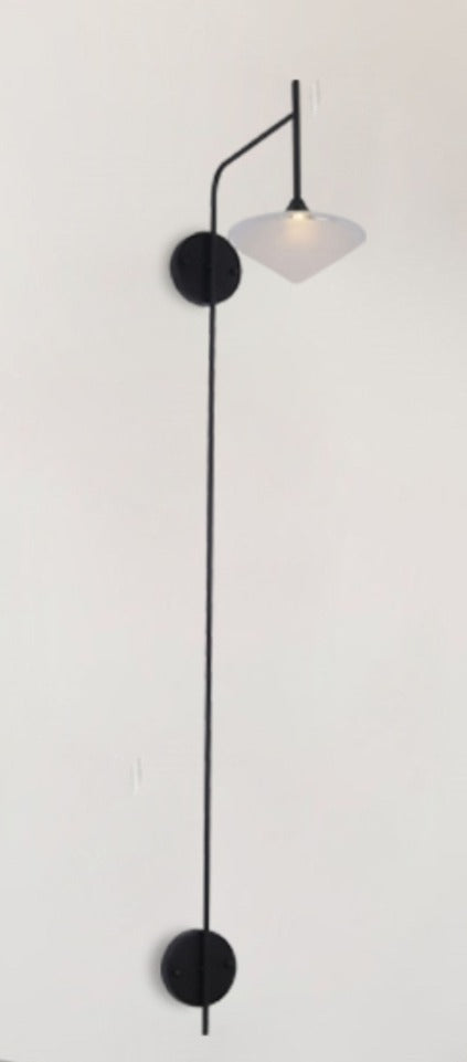 JS-GL-2381-W - Black Metal & Glass Modern Wall Light