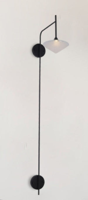 JS-GL-2381-W - Black Metal & Glass Modern Wall Light