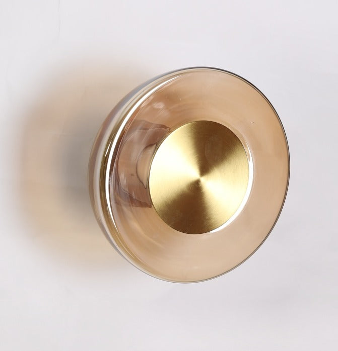 JS-GL-2394-W AMB - Antique Brass Metal & Glass Modern Wall Light