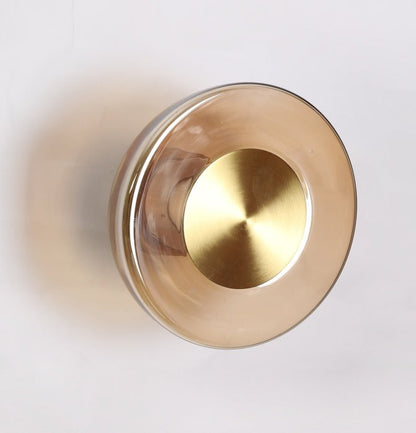 JS-GL-2394-W AMB - Antique Brass Metal & Glass Modern Wall Light