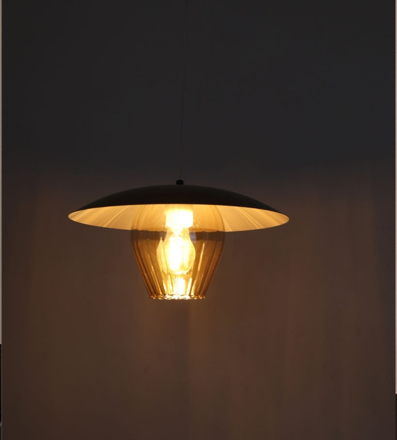 JS-GL-2412 -AMB - Antique Brass & White Metal Modern Hanging Light