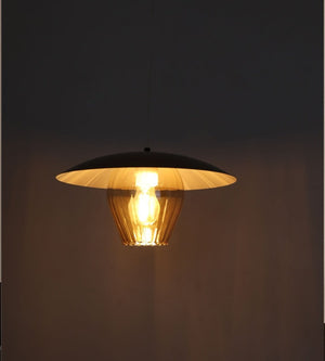 JS-GL-2412 -AMB - Antique Brass & White Metal Modern Hanging Light