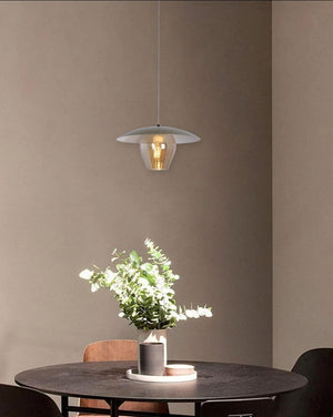 JS-GL-2412 -AMB - Antique Brass & White Metal Modern Hanging Light