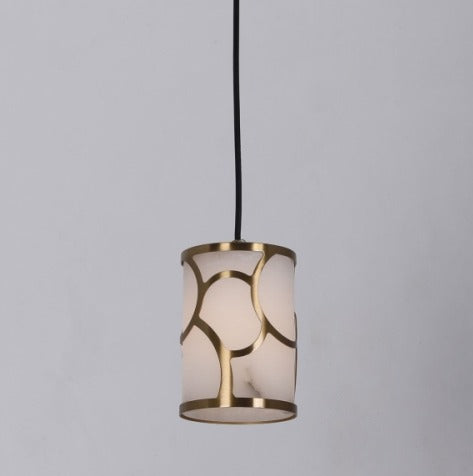 JS-GL-2426-1 - Antique Brass Metal & Onyx Marble Hanging Light