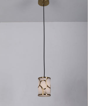 JS-GL-2426-1 - Antique Brass Metal & Onyx Marble Hanging Light