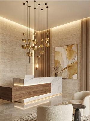 JS-GL-2434-3 - Antique Brass & Black Metal & Acrylic Modern Hanging Light