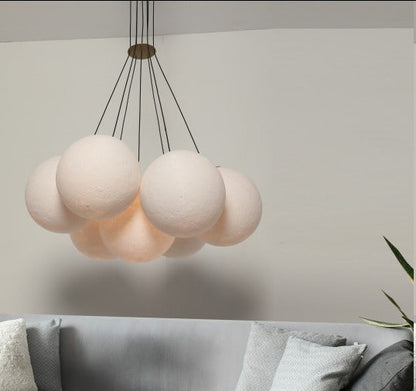 JS-GL-2500-7 - ANTIQUE BRASS METAL & PLA Cluster Hanging Light