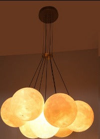 JS-GL-2500-7 - ANTIQUE BRASS METAL & PLA Cluster Hanging Light