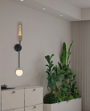 JS-GL-2532-2 - Antique Brass & Black Metal & Glass Modern Wall Light